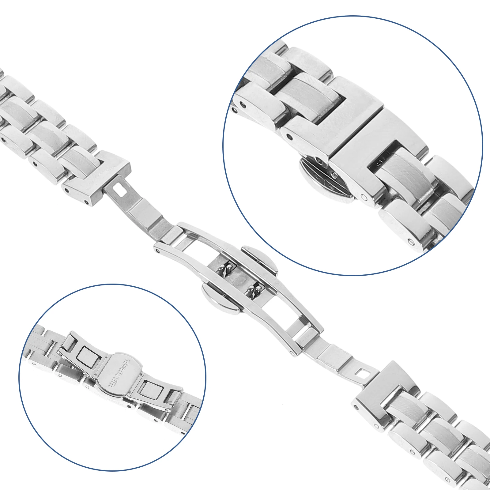 

Stainless Steel Watch Band Replacement Strap For Men Women Fashion Chain Wristband Clasp Design