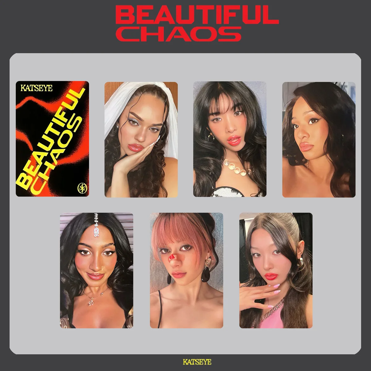 6pcs/set KPOP KATSEYE BEAUTIFUL CHAOS Album Photocards 50KTWON BINDER SWPOPUP POb Benefit Cards EYEKONS Fan Collectible - Image 3