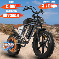 JANSON X70 E-bike 750W Powerful Motor 48V34AH Dual Lithium Battery Electric Bicycle 20*4.0 Inch Fat Tire Mountain Electric Bike