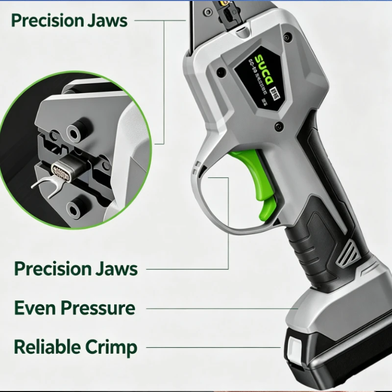 Electric Terminal Crimping Pliers With Lithium Battery And Ergonomic Handle For Wire Connection In Electrical Installation