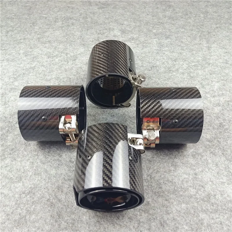 1 Pc Carbon Fiber Exhaust Pipe Length 90MM For BMW M2 M3 M4 M5 M6 M Performance ///M Emblem Muffler Tip Tailpipe Rear Nozzles view 4