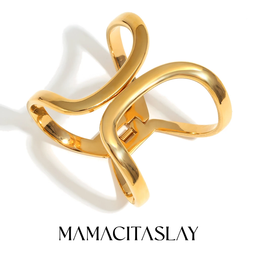 

MamacitaSlay Popular Symmetrical Butterfly Wing Can Be Opened bangles 18K Gold Plated stainless steel bracelet women Jewelry