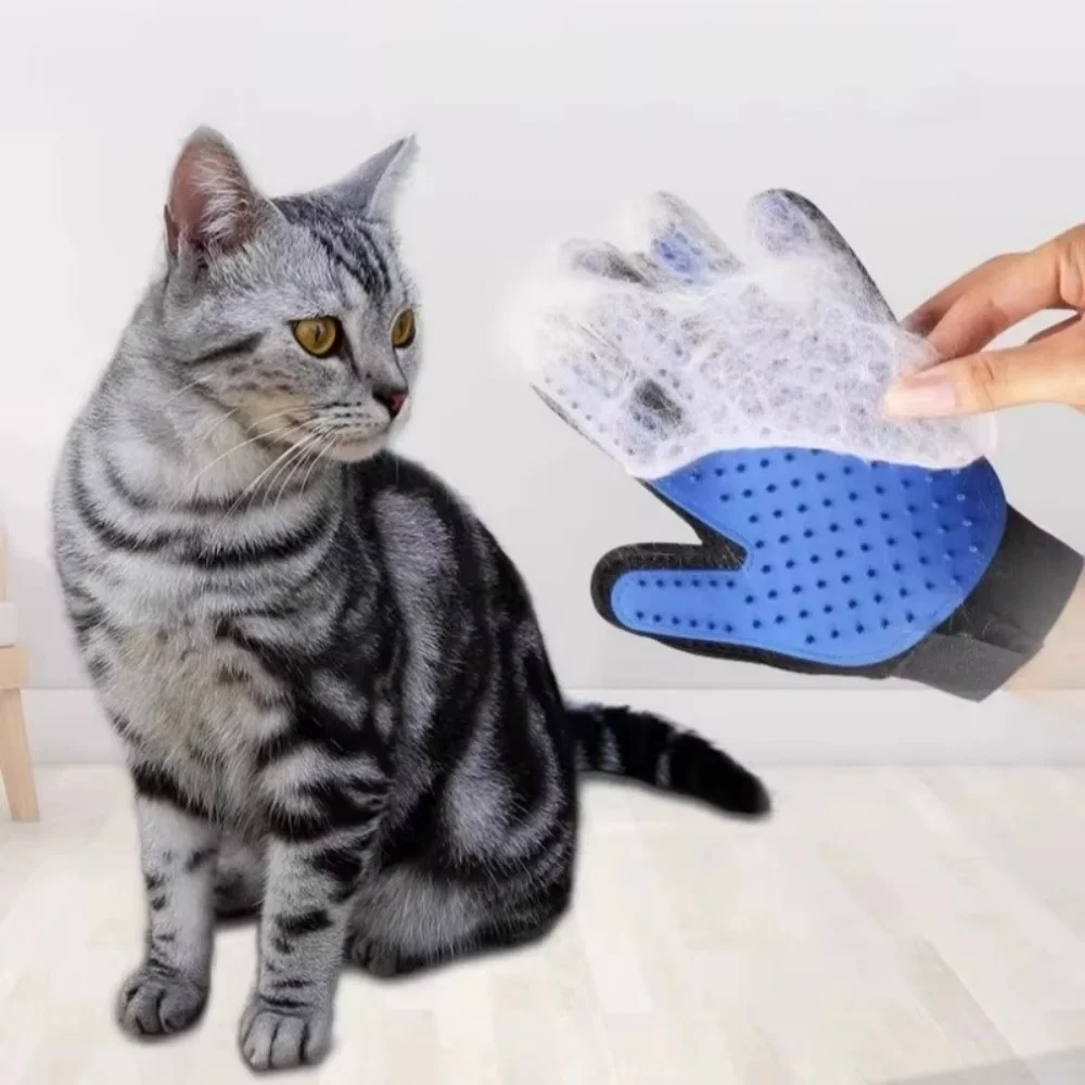 Pet Cat Dog Grooming Gloves Cats Bath Hair Remover Clean Massage Brush Reusable Five Finger Bath Hair Comb for Long & Short Fur - view 3