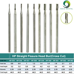 WAVE Dental Tungsten Carbide Reta Fissura Cabeça Lenta Burs 3.2 a 4.9mm Para Handpiece Reta ou Micro Motor Handpiece