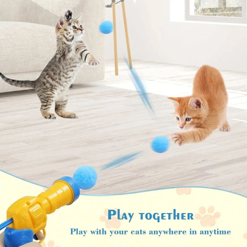 Cat Interactive Shooting Gun Creative Mini Shooting Training Plush Ball Elastic Ball Pet Supplies Things For Cats Toys Products