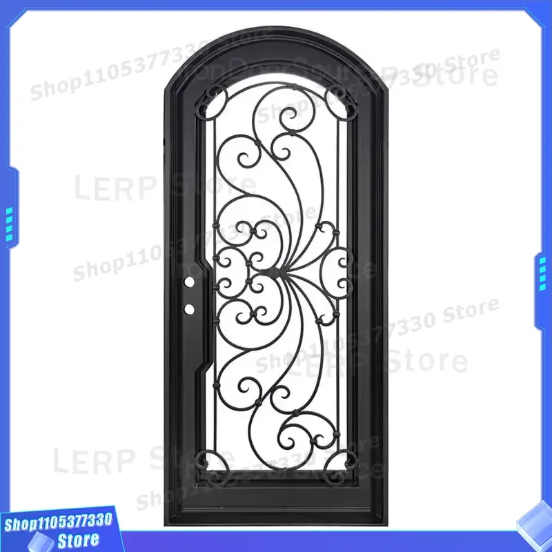 Custom Modern Wrought Iron Outdoor Door Simple Pipe Design Wholesale Cheap Manufacturing Customized Iron Gate for House
