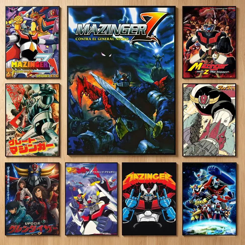 Retro Mecha Anime M‑Mazinger Z Poster Classic Self-Adhesive PP Wall Sticker for Living Room Bar Decor Gift