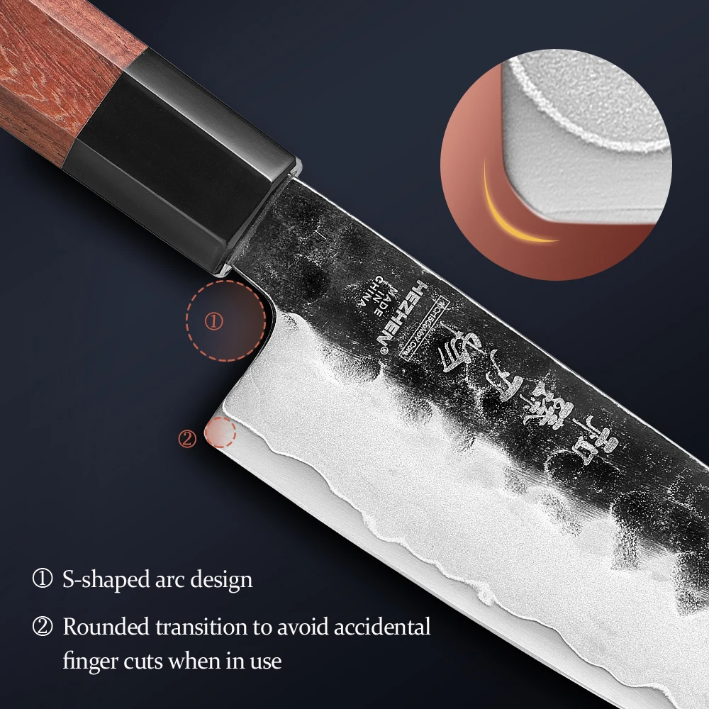 HEZHEN 5.5 Inch Santoku Knife 3 Layers Clad Steel 10Cr15CoMov Composite Stainless Steel Kitchen tools Cooking Knives