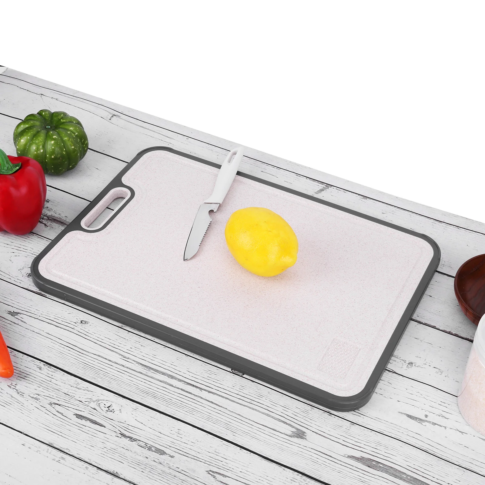 

Dual-Sided Cutting Board Reusable Wheat Straw Chopping Board Thicken Double Sided Steel Cutting Board for Fruit Vegetables Meat