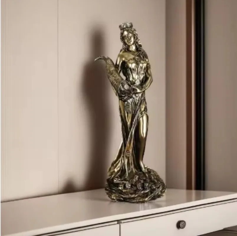 

1 Tikka Goddess Wealth Statue Ancient Greek Sculpture Wealth Cash Register Opening Gift Office Lucky Decoration Home Furnishings