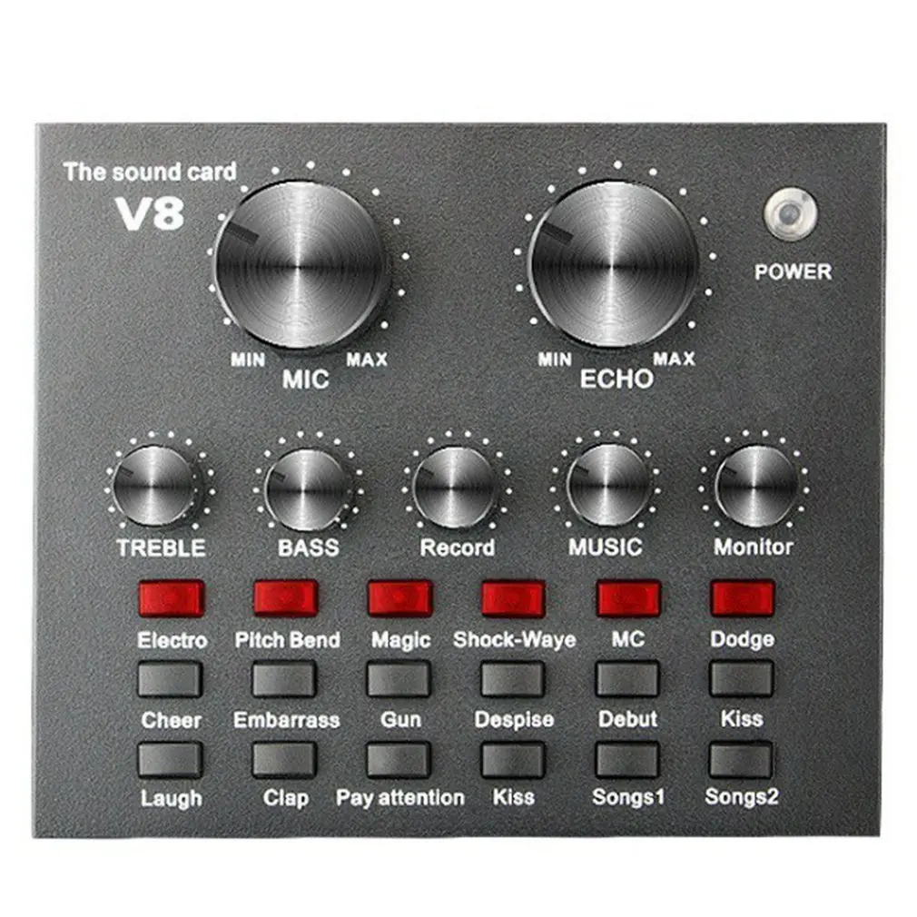 V8 Live Sound Card Audio Mixer External USB Headset Microphone Mobile Computer Universal External Sound Card Dropshipping