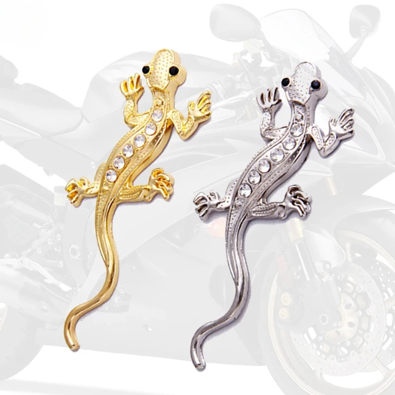 

Diamante gecko adesivo de metal strass diamante motocicleta carro lagarto gecko adesivo metal 3d emblema adesivo moto acessórios