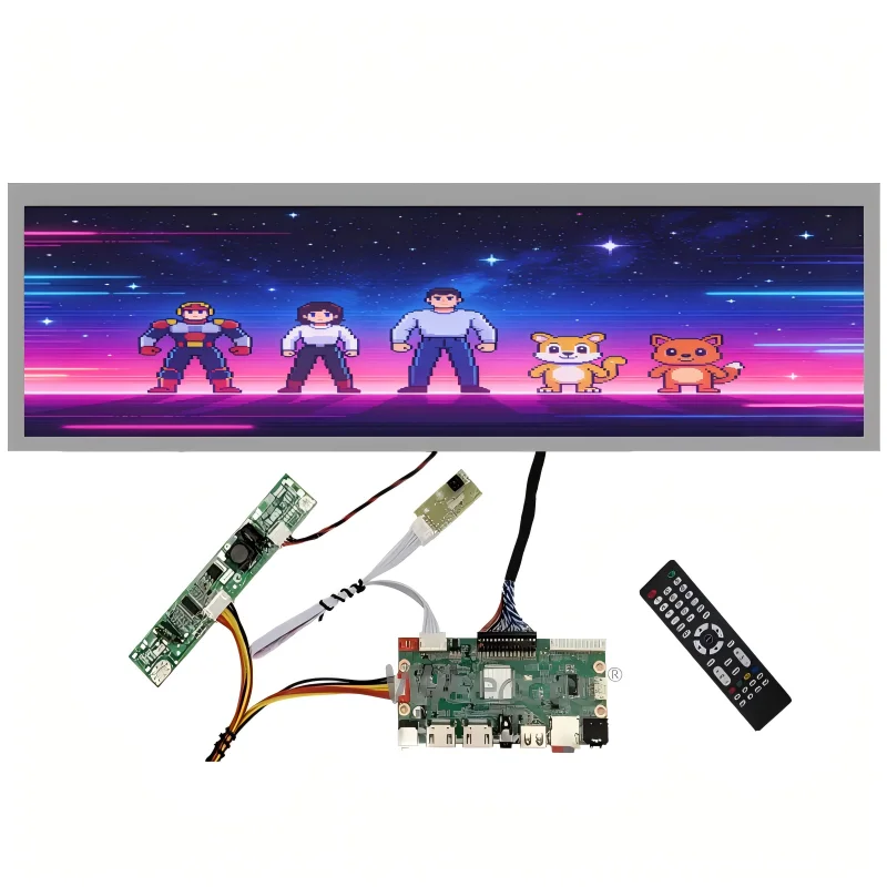 19 Inch 1920x360 Ultra Wide Stretched Bar LCD Advertising Display Shelf Edge Arcade Cabinet Screen DV190FBM HDM-I AV SD Input