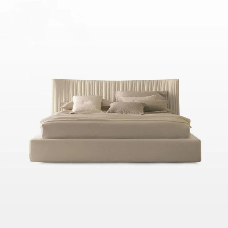 

Italian minimalist fabric bed height PC and console game bedroom 1.8 meters cream wind light luxury