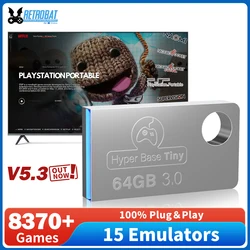 Retrobat 64G USB 3.0 Disk 15 Emulators&8731 Retro Games for PSP/DC/N64/NES/SNES/DS/NAOMI for Windows PC/Laptop/Rog Ally HandHeld
