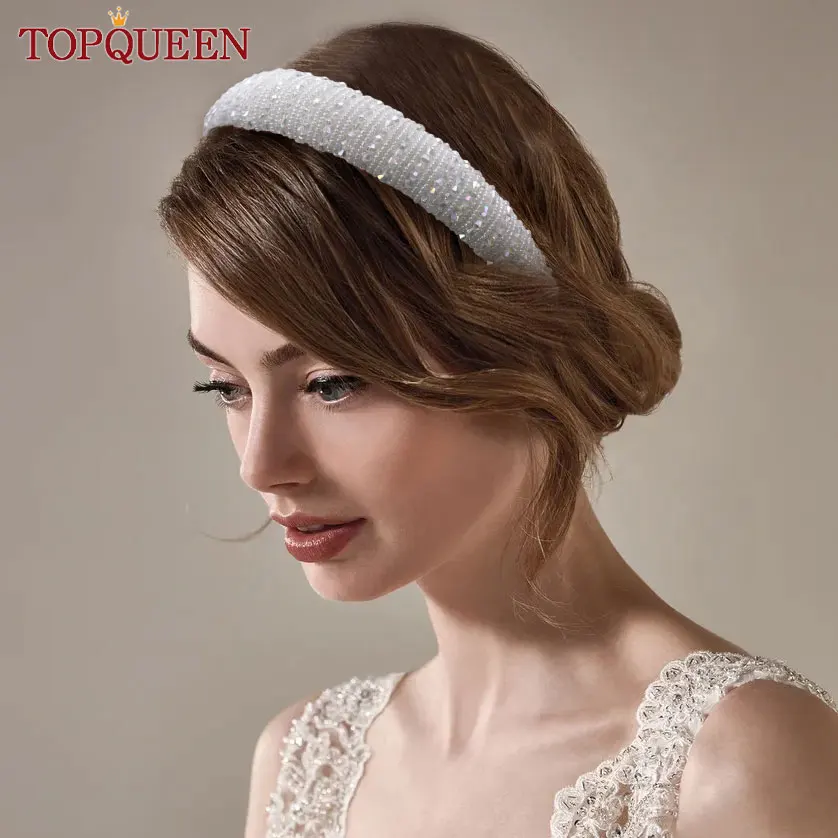 TOPQUEEN-diademas de cristal hechas a mano para mujer, tocado de fiesta diario, joyería de boda, vestido informal, bandas para el cabello, SA16A