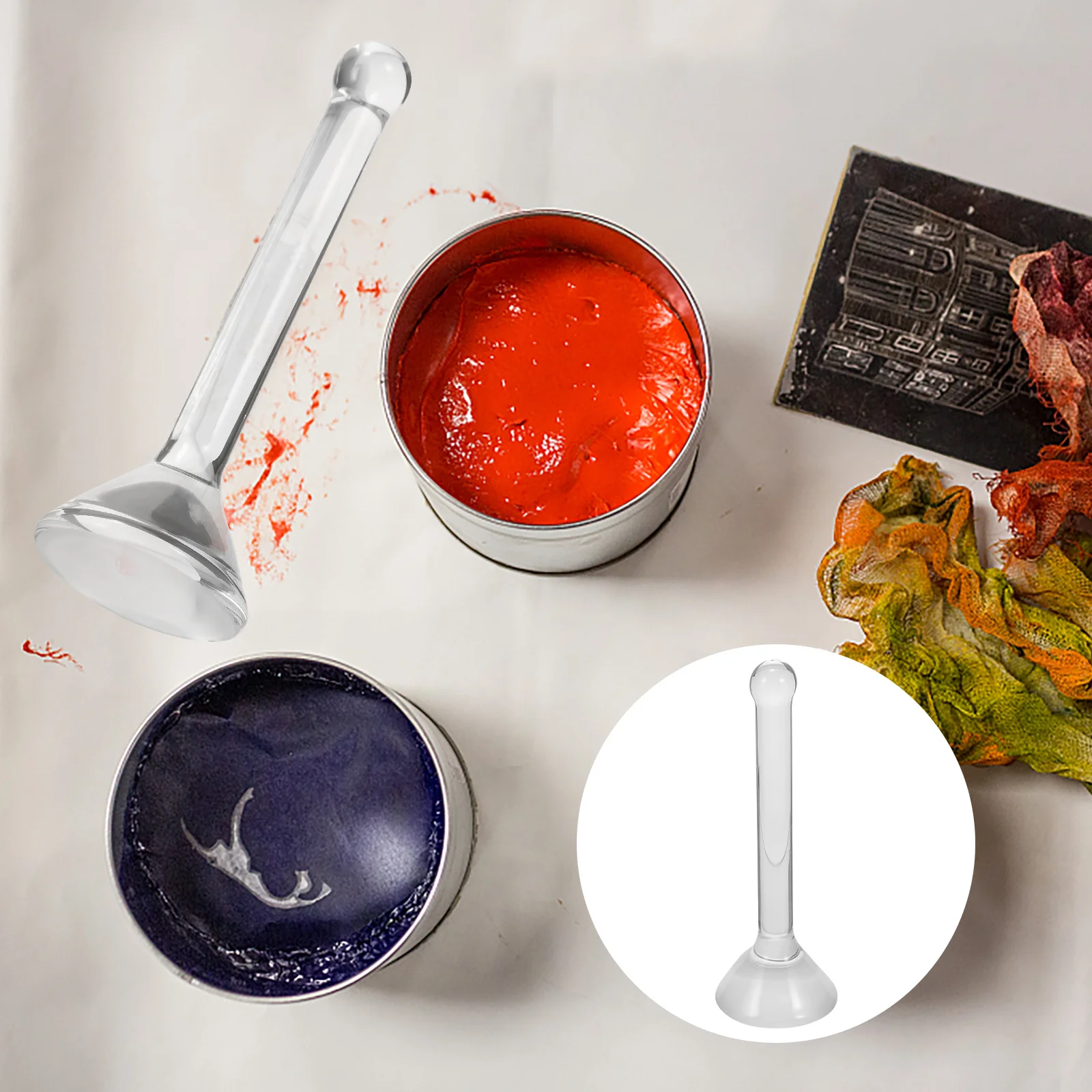 Haste de moagem de pigmento de vidro muller manual pilão de moagem alça ergonômica para pintura a óleo mineral caseira pintura em aquarela