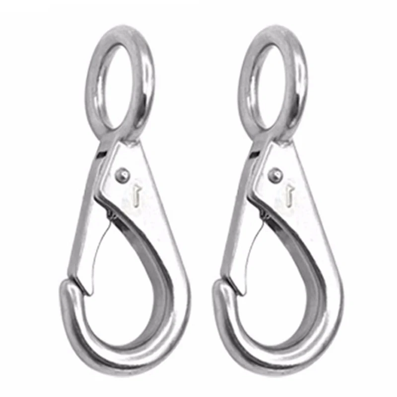 

2Pcs Stainless Steel 316 Rigid Loaded Fixed Eye Spring Clip Snap Hook Carabiner Marine Hardware Accessories For Boats