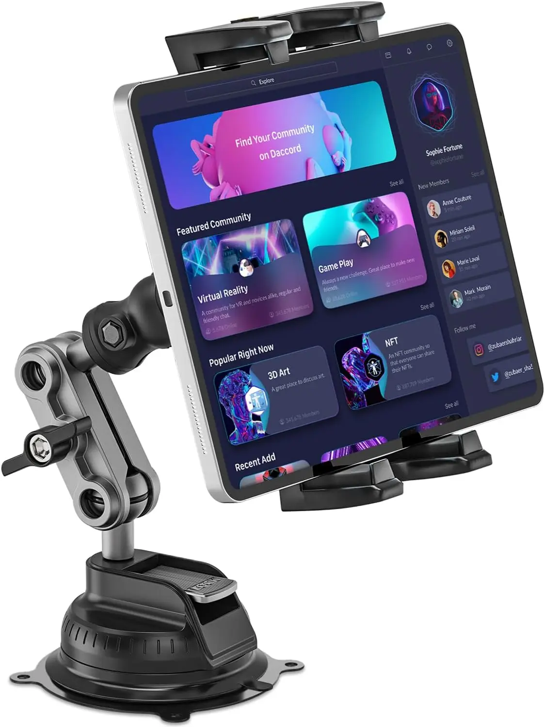 

Усиленное крепление для планшета для грузовиков и автомобилей с суперпрочным креплением на присоске, 360° ° Регулируемый металлический кронштейн для планшетов с диагональю 4,7-12,9 дюймов