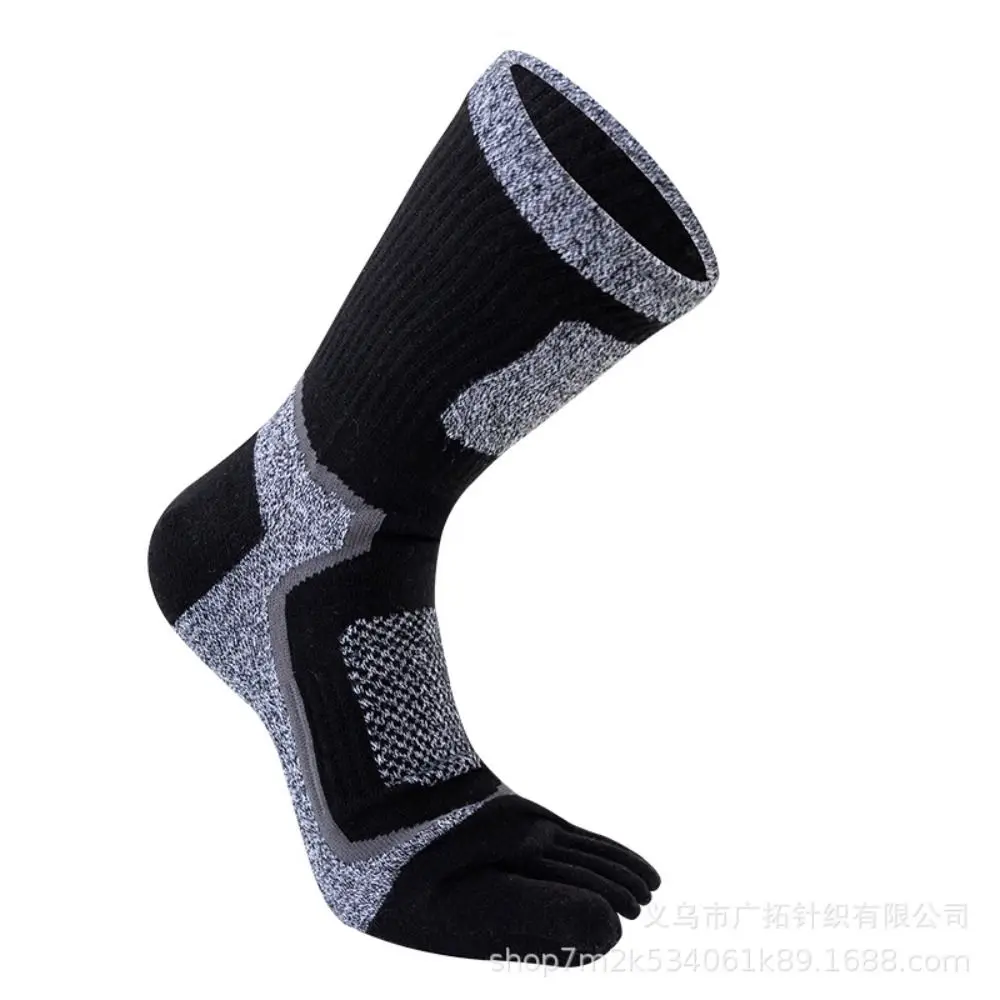 Fashion Breathable Patchwork Color Retro Split-toed Socks Thick Trendy Man Socks Cotton Middle Tube Hosiery Five Finger Socks