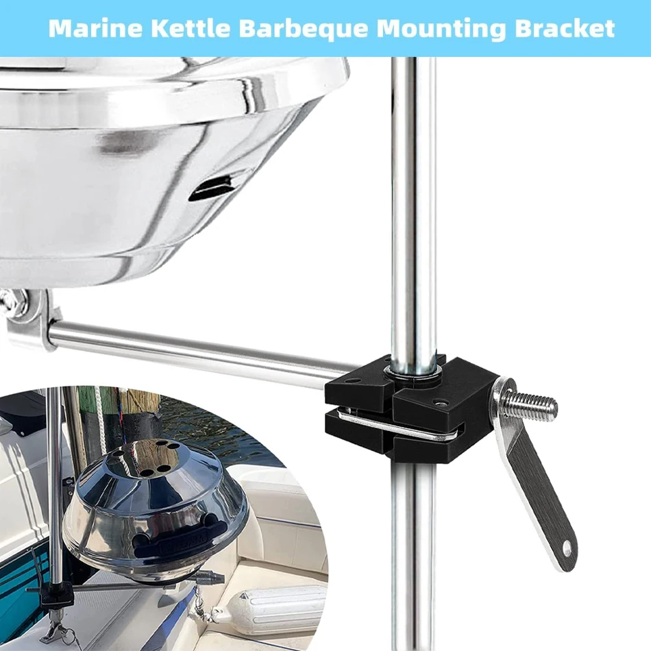 

A10-080 Round Rail Grill Mount Quick-Disconnect Mounting Hardware All Angle Mounting Bracket 7/8"-1" for Marine Kettle BBQ Grill