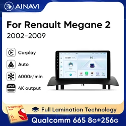 Ainavi Car Radio For Renault Megane 2 2002-2009 Multimedia Video Player Wireless Carplay Android Auto GPS DSP Stereo 2 Din