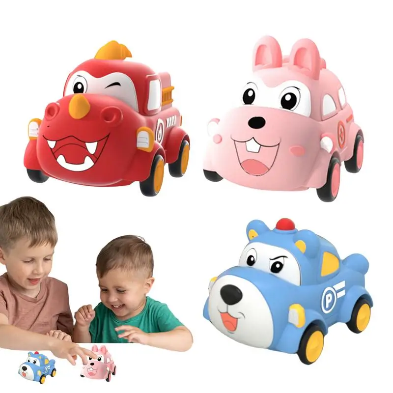 Pull Back Toy Cars 3PCS Inertia Pull Back Vehicles Play Vehicle Set Friction Powered Vehicles Learning Toys For Kids Ages 18