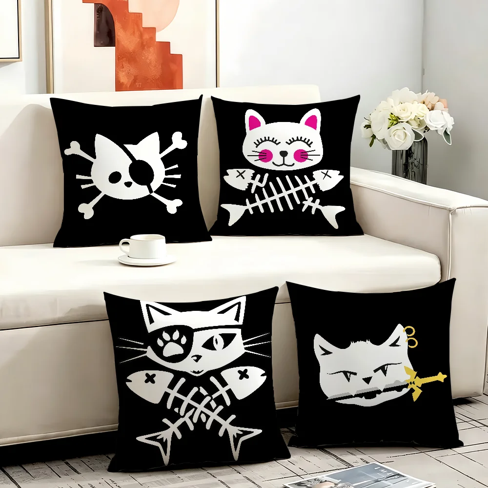 Black Cat cushion cover Anti-dustmite Sofa Cushion Decorative Office Cover Lounge Area Indoor & Outdoor Use