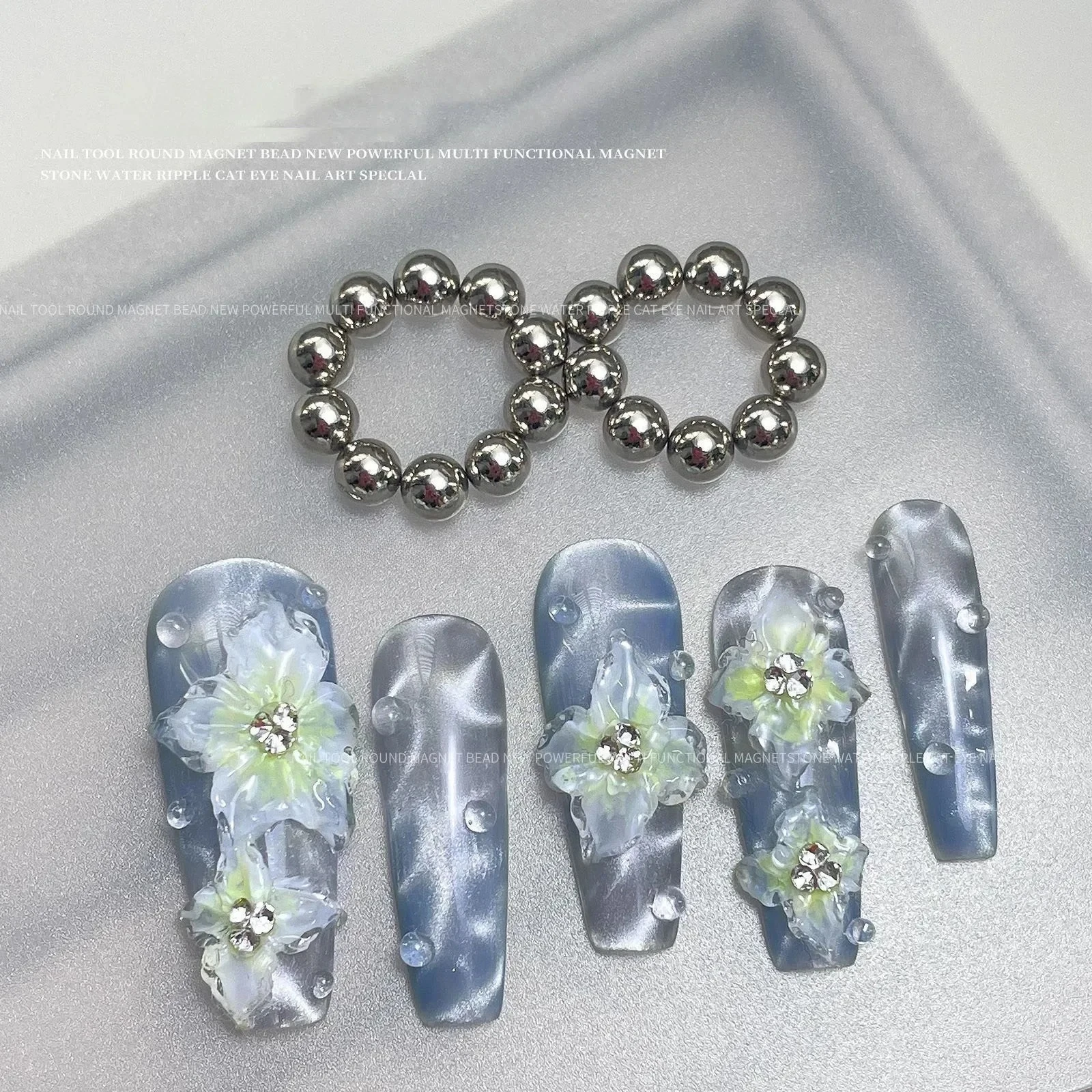 10/20 pièces ondulation de l'eau yeux de chat aimant perles 3D Style océan boule ronde magnétique vernis à ongles Gel bande effet manucure Art outils