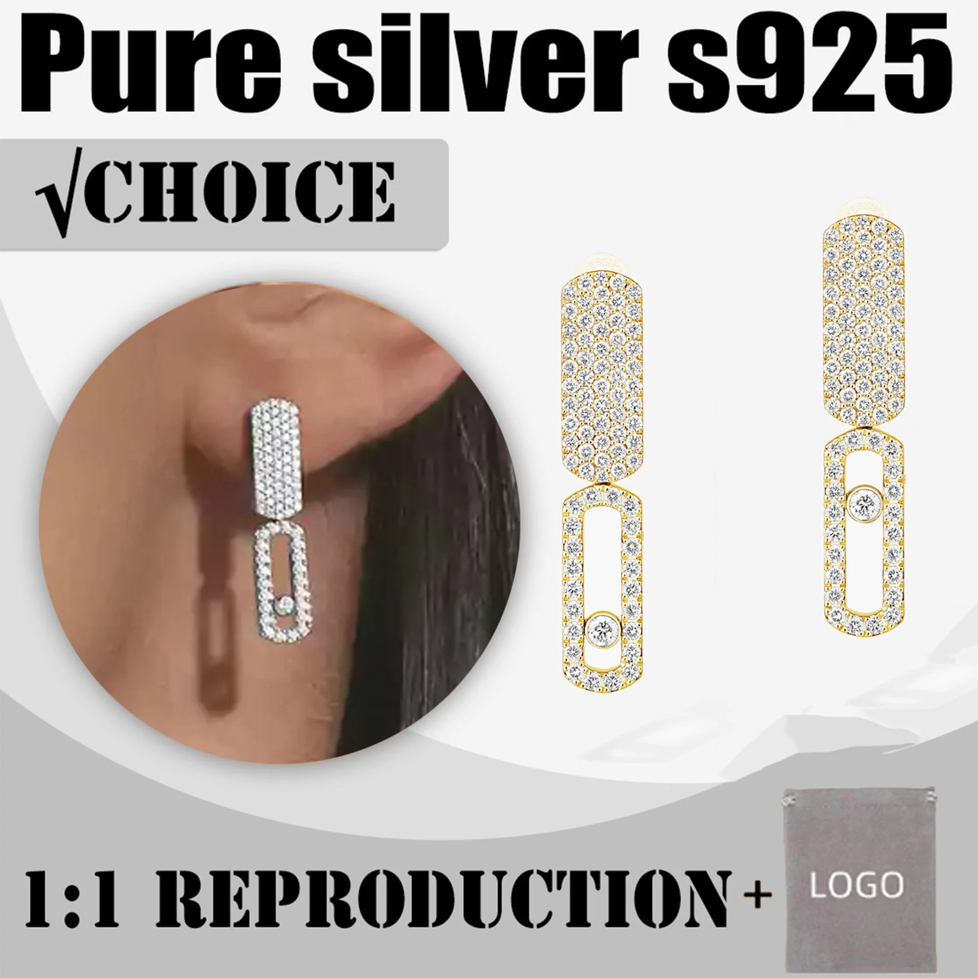 

MESSIK's high-end design pure silver s925 IMPERIAL MOVE series 18k gold luxurious and fashionable full diamond women's earrings