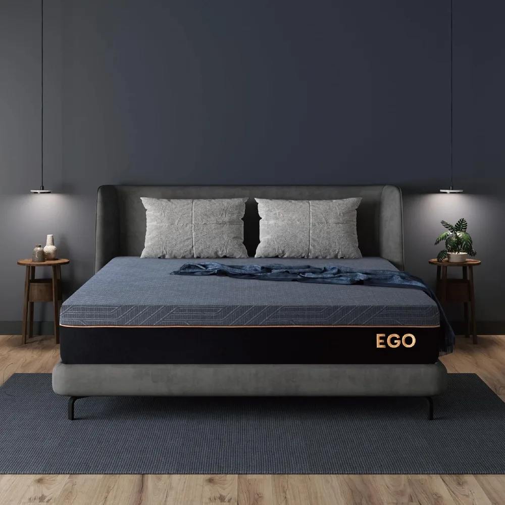 

"king-size 12-inch memory foam mattress with copper infused for back pain relief, crafted in usa with us foam and global materia