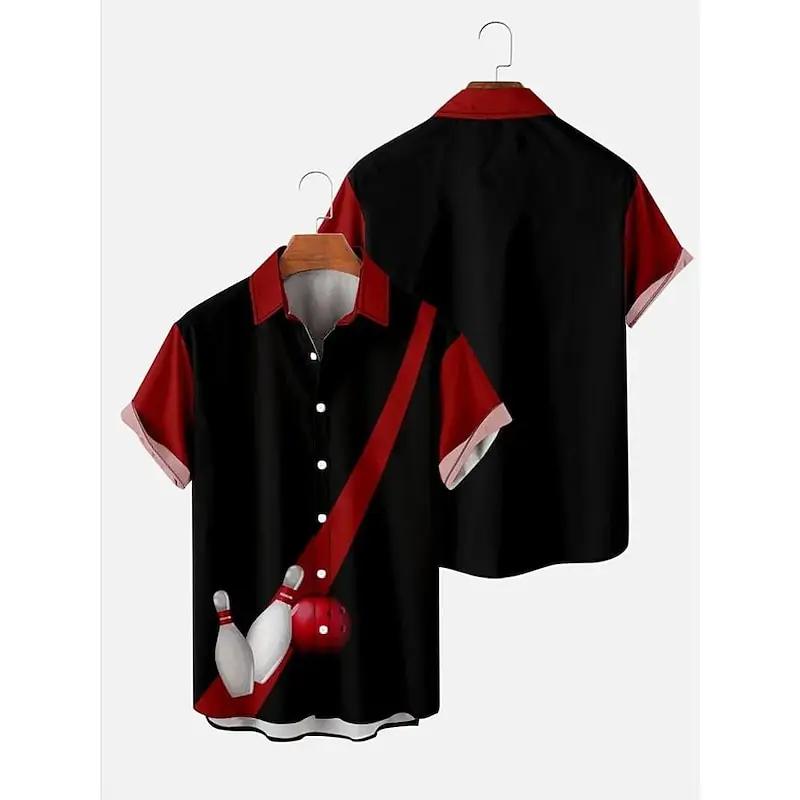 Camisa hawaiana con estampado de llama de bolos de gatito divertido para hombre, solapa informal a la moda, Top abierto abotonado