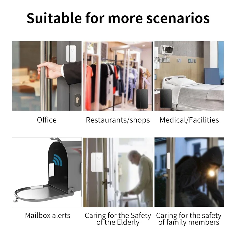 CACAZI Split Sensor Doorbell Wireless Sensor Chime for Door Open Alarm Contact LED Indicator for Business/Home/Windows/Store New