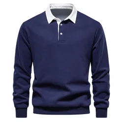 2023 New Autumn Fashion Design Polo Neck Sweatshirts for Men Casual and Social Wear Quality Cotton Mens  Men's Shirts