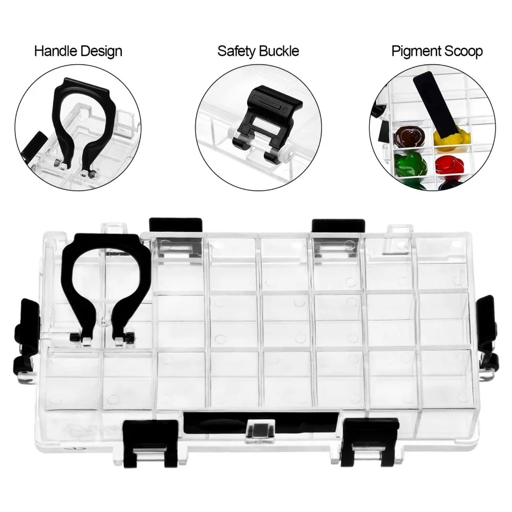 24 Grid Transparent Watercolor Palette Detachable Silicone Portable Pigment Case Lightweight Leakproof Sealed