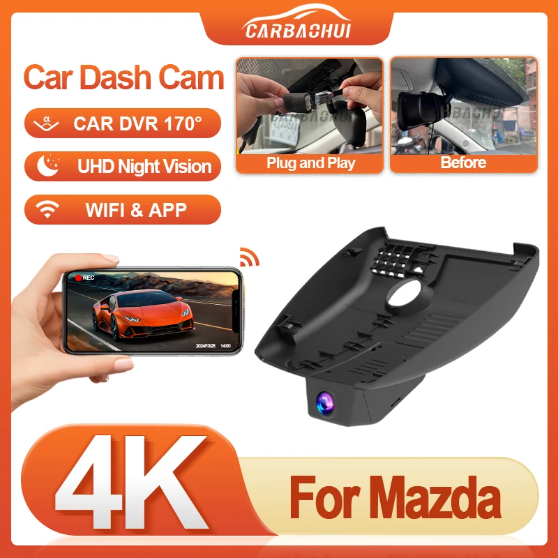 Plug and Play 4K HD Dash Cam LHD Left-Hand Drive For Mazda CX-9 CX-8 CX-5 CX-4 CX9 CX8 CX5 CX4 2018-2023 Car Dvr Video Recorder