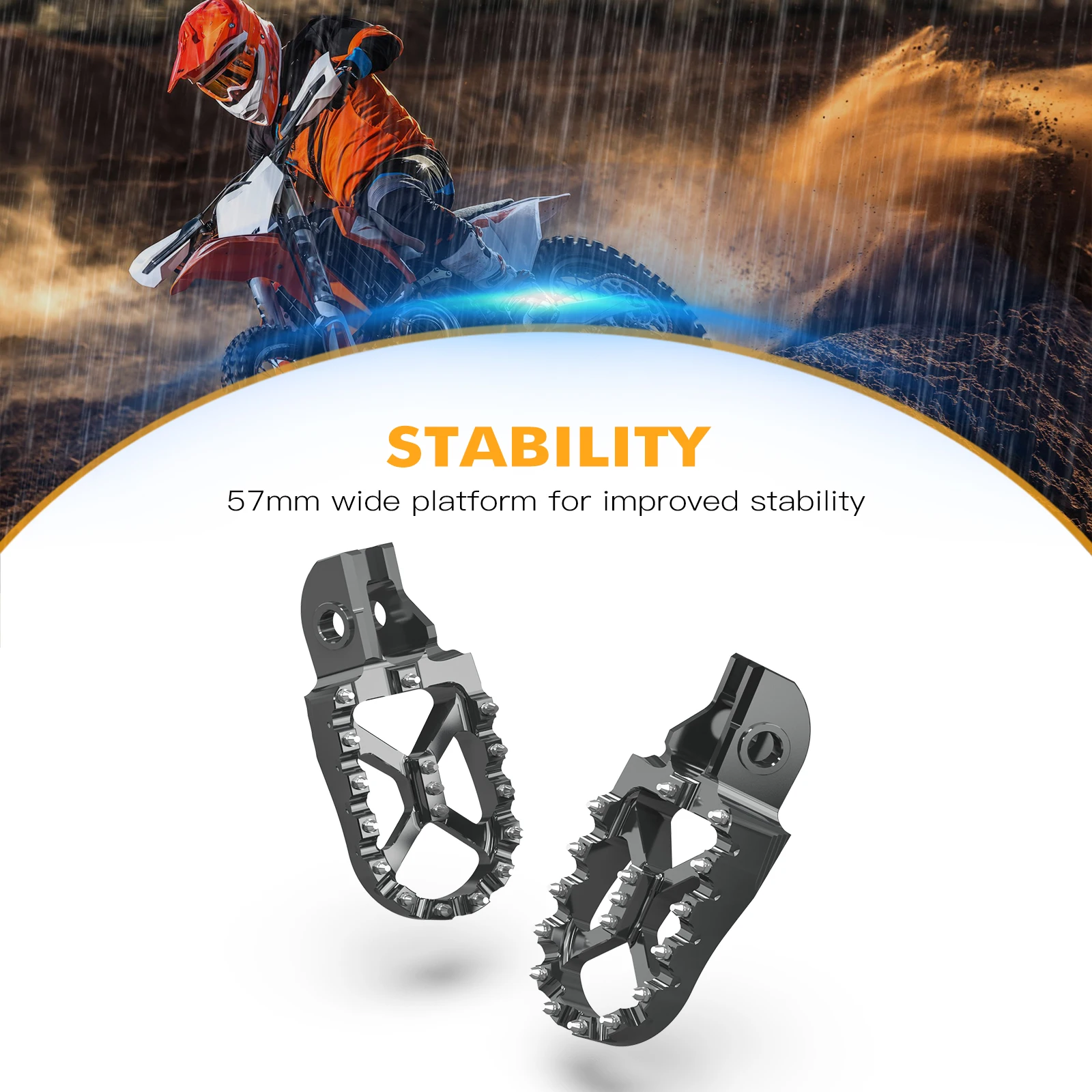 (EU-LAGER) Für KTM EXC 300 EXCF 350 XCW 300 2017-2023 SXF 450 XC-F 350 2017-2022 57mm Fußrasten für Husqvarna TE 300 – Detail 4