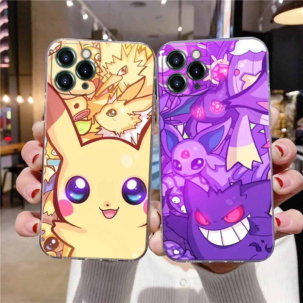 Pokemon Eeveelution Pikachu Clear Case For iPhone 16 15 14 13 12 11 Pro Max Mini Xs XR X 7 8 Plus 6 Soft Cover Silicone Cases