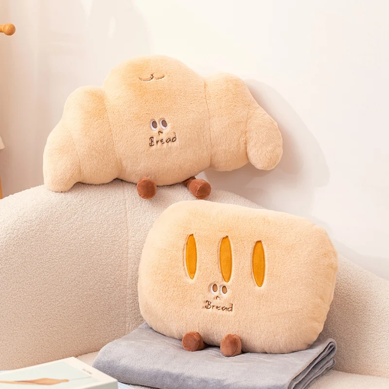 

New Simulation Croissant & Bread Plush Toy Cartoon Croissant Doll Soft Stuffed Bread Plush Pillow Home decoration Cushion