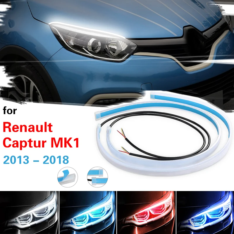 

Car Daytime Running Light For Renault Captur 2013-2018 Waterproof Strip Auto Headlights White Turn Signal Brake Flow Lights 12V