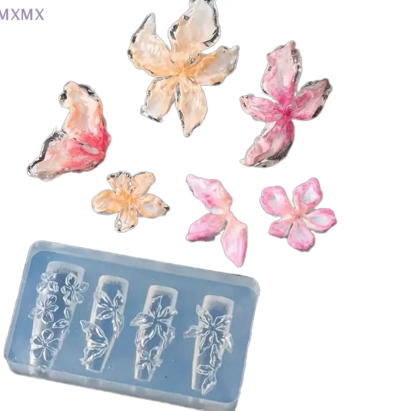 Molde de silicone 3d para arte em unhas, molde de silicone para verão, cristal de gelo, flor de lírio, carimbo, amuletos de unhas, design diy, decorações malicure