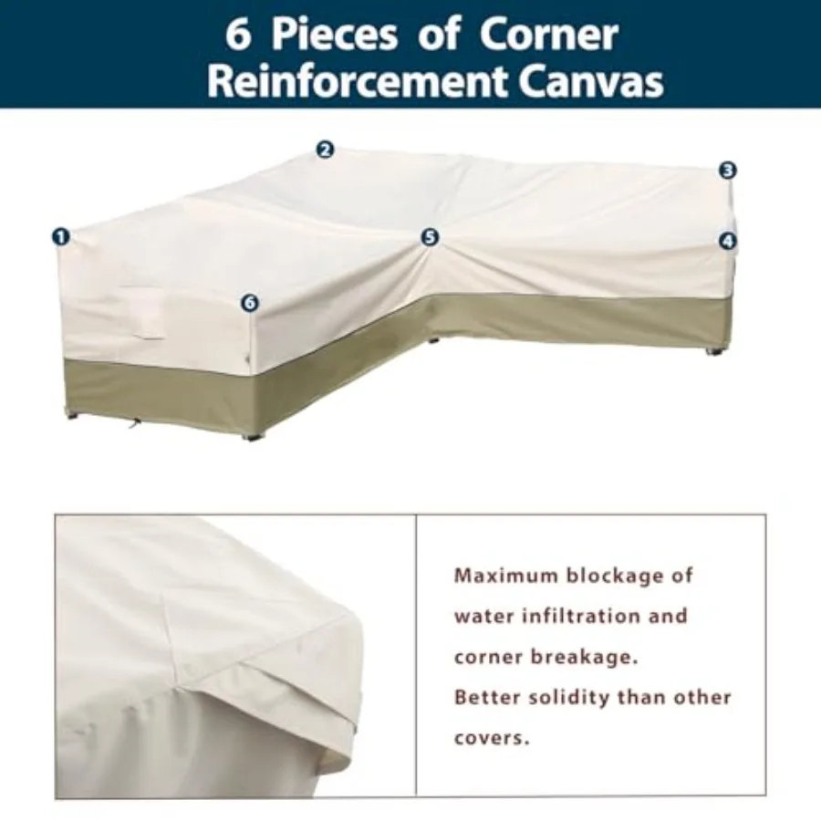 غطاء أريكة مقطعي خارجي بتصميم على شكل حرف V مقاس 105 بوصة × 105 بوصة من قماش RipStop المقاوم للماء مع حماية ضد الأشعة فوق البنفسجية حتى 600D ثقيل #5