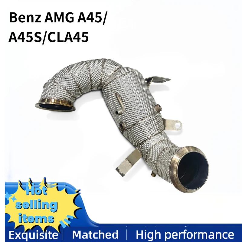 High flow downpipe exhaust system for Mercedes AMG A45/A45S/CLA45