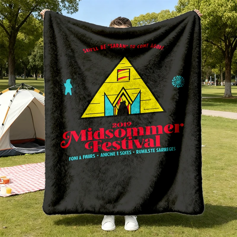 Midsommar Festival Temple T, Flannel Blanket, Horror Movie Inspired Graphic Flannel Throw