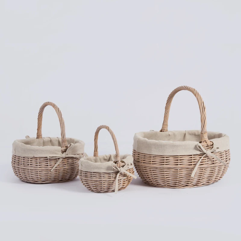 

Fancy wedding handles food fruit hamper natural christmas decorations handmade willow rattan wicker empty flower gift basket