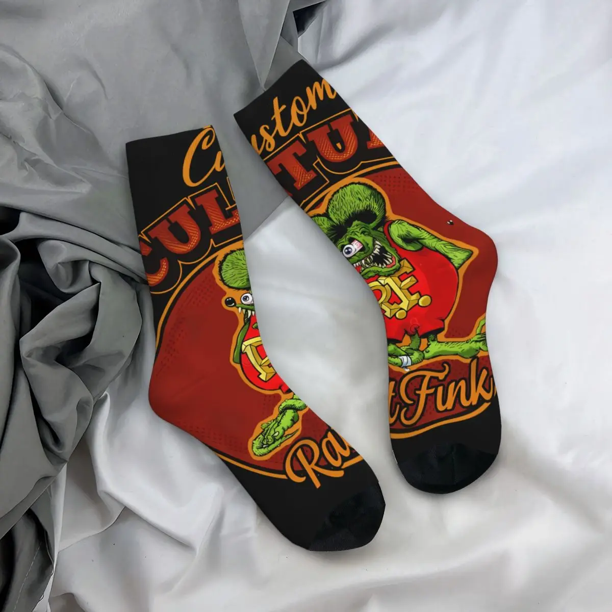 Happy Men\'s Socks Custom Culture Vintage Tales of the Rat Fink Cartoon Film Harajuku Seamless Crew Sock Gift Pattern Printed