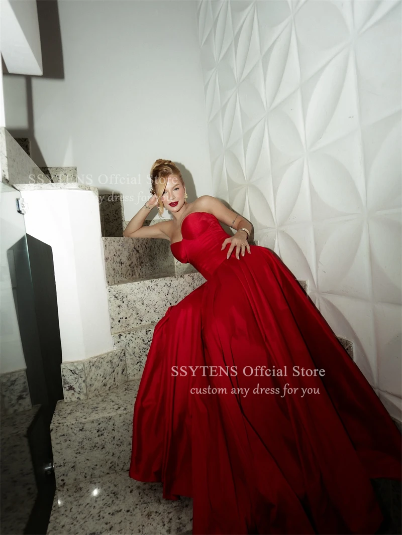 SSYTENS-vestidos de graduación rojos elegantes, escote en forma de corazón, vestidos para ocasiones formales, vestido moderno para fiesta de graduación y boda, personalizado