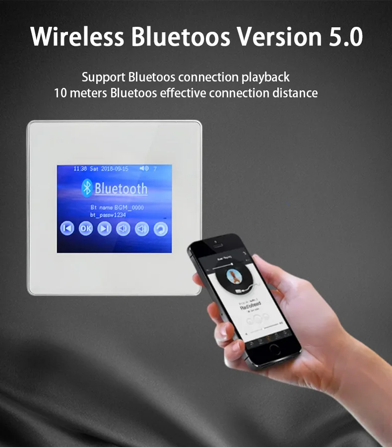 Home Theater Hifi Fidelity Amplifier Built-in BluetoothS 5.0 Module Full Screen Touch Music Player Digital Wall Amplifier