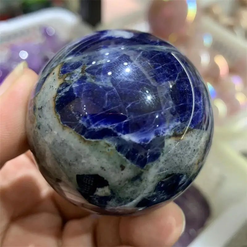 

Natural Blue Sodalite Sphere Carving Polishing Ball Magic Reiki Home Room Decoration Holiday Gift 1PCS
