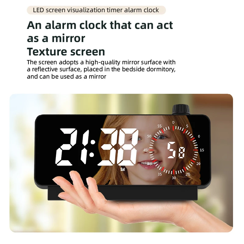 Digital Alarm Clock with Visual Timer LED Table Watch Electronic Bedside Desk Clock with Temperature and Date Display